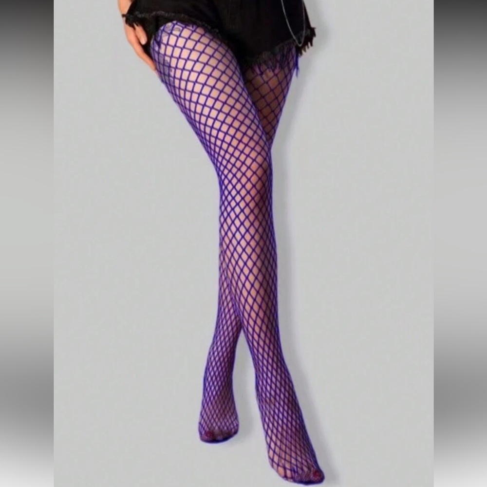 Purple Fishnet Tights Set (2 Pairs) NEW 🏷️ - Picture 2 of 5
